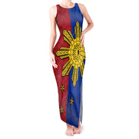 Philippines Sun Batok Tattoo Tank Maxi Dress Polynesian and Yakan Pattern