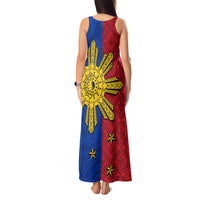 Philippines Sun Batok Tattoo Tank Maxi Dress Polynesian and Yakan Pattern