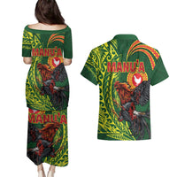 Proud of Manu'a Islands Couples Matching Puletasi and Hawaiian Shirt Rooster and Polynesian Art Wing Style