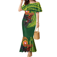 Proud of Manu'a Islands Family Matching Mermaid Dress and Hawaiian Shirt Rooster and Polynesian Art Wing Style