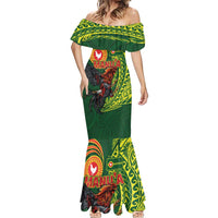 Proud of Manu'a Islands Mermaid Dress Rooster and Polynesian Art Wing Style
