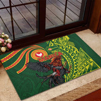 Proud of Manu'a Islands Rubber Doormat Rooster and Polynesian Art Wing Style