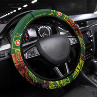 Proud of Manu'a Islands Steering Wheel Cover Rooster and Polynesian Art Wing Style LT03 Universal Fit Green - Polynesian Pride