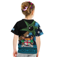 Fiji Day Kid T Shirt Palm Tree With Plumeria Tapa Tribal Pattern LT03 - Polynesian Pride