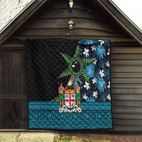 Fiji Day Quilt Palm Tree With Plumeria Tapa Tribal Pattern LT03 - Polynesian Pride