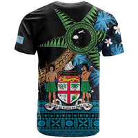 Fiji Day T Shirt Palm Tree With Plumeria Tapa Tribal Pattern LT03 - Polynesian Pride