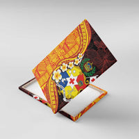 Tonga Culture Canvas Wall Art Ngatu Pattern with Plumeria and Hibiscus