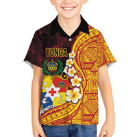 Tonga Culture Family Matching Off The Shoulder Long Sleeve Dress and Hawaiian Shirt Ngatu Pattern with Plumeria and Hibiscus