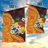 Tonga Culture Garden Flag Ngatu Pattern with Plumeria and Hibiscus