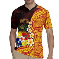 Tonga Culture Rugby Jersey Ngatu Pattern with Plumeria and Hibiscus