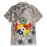 Tonga Culture Family Matching Off The Shoulder Long Sleeve Dress and Hawaiian Shirt Ngatu Pattern and Blooming Hibiscus LT03 - Polynesian Pride