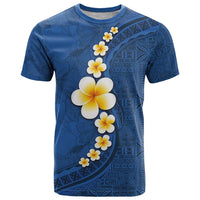 Polynesian Hibiscus and Plumeria with Tapa Pattern T Shirt Blue Color LT03 Blue - Polynesian Pride