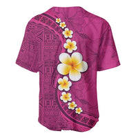 Polynesian Hibiscus and Plumeria with Tapa Pattern Baseball Jersey Pink Color LT03 - Polynesian Pride