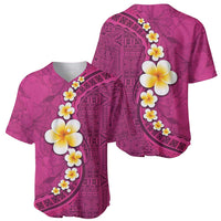 Polynesian Hibiscus and Plumeria with Tapa Pattern Baseball Jersey Pink Color LT03 - Polynesian Pride