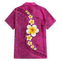 Polynesian Hibiscus and Plumeria with Tapa Pattern Family Matching Short Sleeve Bodycon Dress and Hawaiian Shirt Pink Color LT03 - Polynesian Pride