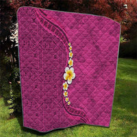 Polynesian Hibiscus and Plumeria with Tapa Pattern Quilt Pink Color LT03 - Polynesian Pride
