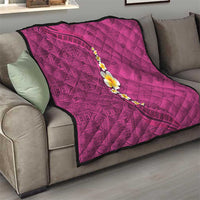 Polynesian Hibiscus and Plumeria with Tapa Pattern Quilt Pink Color LT03 - Polynesian Pride