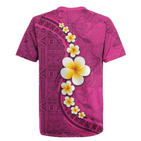 Polynesian Hibiscus and Plumeria with Tapa Pattern Rugby Jersey Pink Color