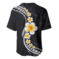 Pacific Hibiscus and Plumeria with Tapa Pattern Baseball Jersey Black Color LT03 - Polynesian Pride