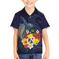 Tonga Vava'u Humpback Whale Blue Water Family Matching Off Shoulder Maxi Dress and Hawaiian Shirt Polynesian Hibiscus Flowers LT03 Son's Shirt Blue - Polynesian Pride