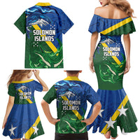 Solomon Islands Polynesian Tribal Shark and Crocodile Family Matching Mermaid Dress and Hawaiian Shirt