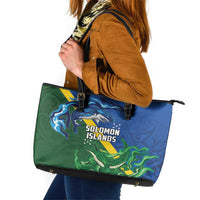 Solomon Islands Polynesian Tribal Shark and Crocodile Leather Tote Bag LT03 Blue - Polynesian Pride