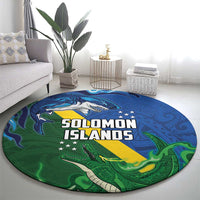 Solomon Islands Polynesian Tribal Shark and Crocodile Round Carpet