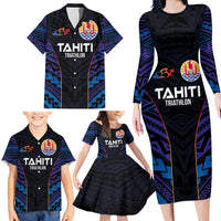 Personalised Tahiti Triathlon Polynesian Pattern Family Matching Long Sleeve Bodycon Dress and Hawaiian Shirt LT03 - Polynesian Pride