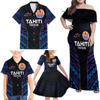 Personalised Tahiti Triathlon Polynesian Pattern Family Matching Off Shoulder Maxi Dress and Hawaiian Shirt LT03 - Polynesian Pride