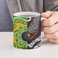 Personalised Aotearoa and Australia Lawn Bowls Ceramic Mug Maori Fern and Aboriginal Pattern LT03 - Polynesian Pride