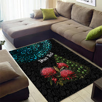 Personalized New Zealand Christmas Area Rug Maori Santa Pikorua and Pohutukawa Meri Kirihimete LT03 - Polynesian Pride