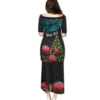 Personalized New Zealand Christmas Family Matching Puletasi Dress and Hawaiian Shirt Maori Santa Pikorua and Pohutukawa Meri Kirihimete LT03 - Polynesian Pride