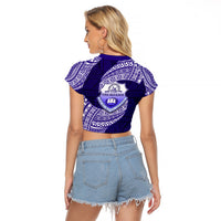 Tonga Tupou High School Raglan Cropped T Shirt Traditional Ngatu and Polynesian Pattern LT03 - Polynesian Pride