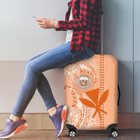 Kanaka Maoli Tropical Flowers with Kakau Tribal Luggage Cover Peach Fuzz Color LT03 - Polynesian Pride