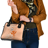 Kanaka Maoli Tropical Flowers with Kakau Tribal Shoulder Handbag Peach Fuzz Color LT03 - Polynesian Pride