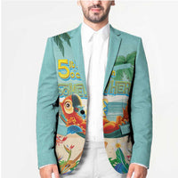 Aloha Hawaii It's 5 o'clock Somewhere Blazer Chill Parrot on Beach with Tropical Plants - Polynesian Pride