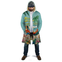 Aloha Hawaii It's 5 o'clock Somewhere Cloak Chill Parrot on Beach with Tropical Plants - Polynesian Pride