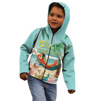 Aloha Hawaii It's 5 o'clock Somewhere Kid Hoodie Chill Parrot on Beach with Tropical Plants - Polynesian Pride