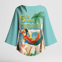 Aloha Hawaii It's 5 o'clock Somewhere Kimono Sleeve Blouse Chill Parrot on Beach with Tropical Plants - Polynesian Pride