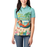 Aloha Hawaii It's 5 o'clock Somewhere Women Polo Shirt Chill Parrot on Beach with Tropical Plants - Polynesian Pride