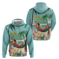 Aloha Hawaii It's 5 o'clock Somewhere Zip Hoodie Chill Parrot on Beach with Tropical Plants - Polynesian Pride
