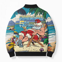 Mele Kalikimaka Hawaii It's 5 o'clock Somewhere Bomber Puffer Jacket Funny Lazy Santa Claus Chilling with Cocktail - Polynesian Pride