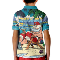 Mele Kalikimaka Hawaii It's 5 o'clock Somewhere Kid Polo Shirt Funny Lazy Santa Claus Chilling with Cocktail LT03 - Polynesian Pride