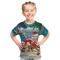 Mele Kalikimaka Hawaii It's 5 o'clock Somewhere Kid T Shirt Funny Lazy Santa Claus Chilling with Cocktail LT03 Multicolor - Polynesian Pride