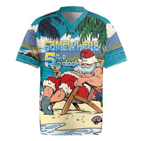 Mele Kalikimaka Hawaii It's 5 o'clock Somewhere Rugby Jersey Funny Lazy Santa Claus Chilling with Cocktail - Polynesian Pride