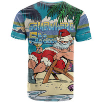 Mele Kalikimaka Hawaii It's 5 o'clock Somewhere T Shirt Funny Lazy Santa Claus Chilling with Cocktail - Polynesian Pride