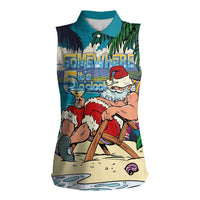 Mele Kalikimaka Hawaii It's 5 o'clock Somewhere Women Sleeveless Polo Shirt Funny Lazy Santa Claus Chilling with Cocktail - Polynesian Pride