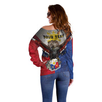 Custom Philippines World Champion Boxing Off Shoulder Sweater Eagle-Grunge Design - Polynesian Pride