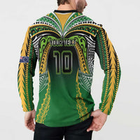 Custom Cook Islands Rugby League Button Sweatshirt Avaiki Tatau Tribal Motifs Black Color LT03 - Polynesian Pride