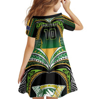 Custom Cook Islands Rugby League Family Matching Off The Shoulder Long Sleeve Dress and Hawaiian Shirt Avaiki Tatau Tribal Motifs Black Color LT03 - Polynesian Pride